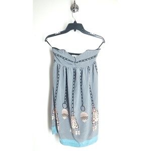 Anthropologie Corey Lynn Calter Gray 100% Silk Strapless Mini Dress Size 2